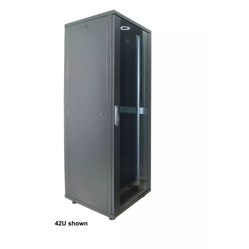 “Intellinet” 19 colių tinklo spinta - laisvai pastatoma (Basic), 22U, 600x800 mm (plotis x gylis), juoda, plokščia pakuotė, maks. 600 kg, vieno taško durų užraktas, po vieną užraktą šoninėms plokštėms, naudojamas gylis 123–573 mm, stovas, IP20, plienas