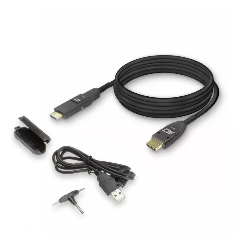 ACT 50 metrų HDMI High Speed 4K aktyvus optinis kabelis su nuimama jungtimi v2.0 HDMI-A kištukas - HDMI-A kištukas