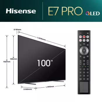 Hisense 100E77NQ PRO 2.54 m (100 colių) 4K Ultra HD Išmanusis televizorius Wi-Fi Juodas 500 cd/m²