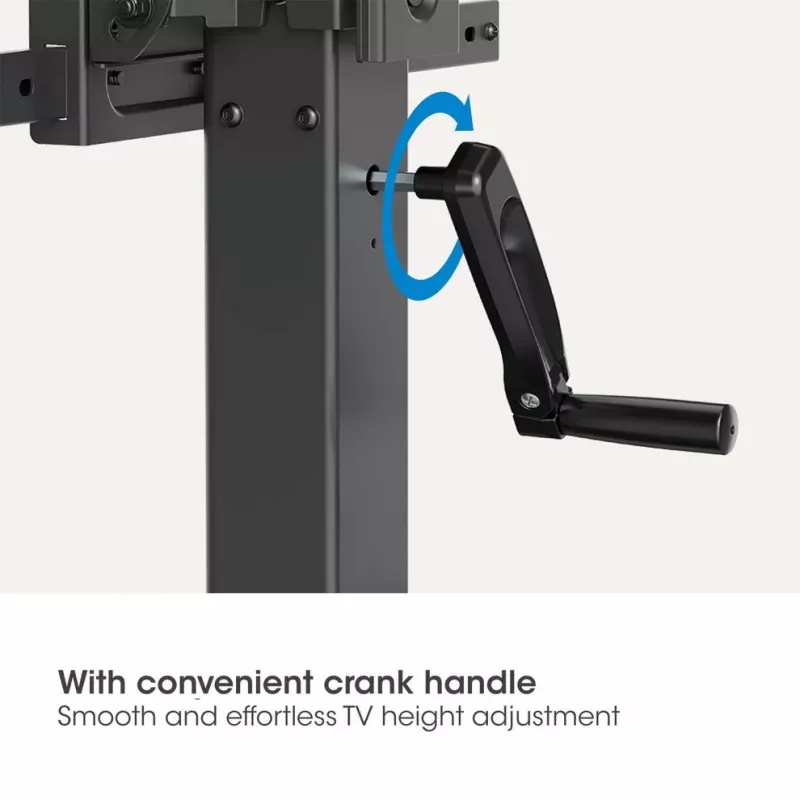 Manhattan Trolley Mount Stand for TV & Monitors (crank handle height adjust), For screens: 37 inch to 120 inch,VESA compatibility:all between 200x200 to 1000x600mm -check the dimensions of the four mounting holes on back of screen to ensure it fits,Max 120kg,1180 to 1630mm