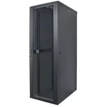 Intellinet 19 colių tinklo spinta - laisvai stovinti, 32U, 600x600 mm (plotis x gylis), juoda, plokščia pakuotė, maks. 1500 kg, kelių taškų durų užraktas, po vieną užraktą šoninėms plokštėms, naudojamas gylis 123–373 mm, IP20 apsaugos klasė, stovas, plienas