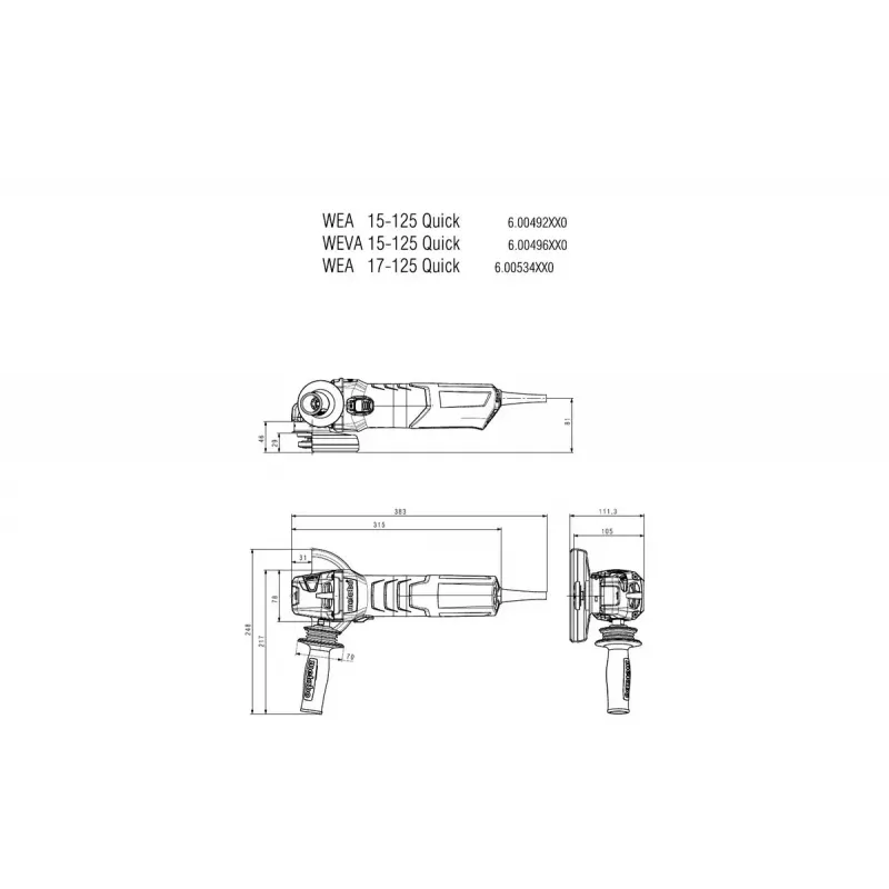 Kampinis šlifuoklis Metabo WE 19-125 Q 1900W 11000 RPM 12.5cm