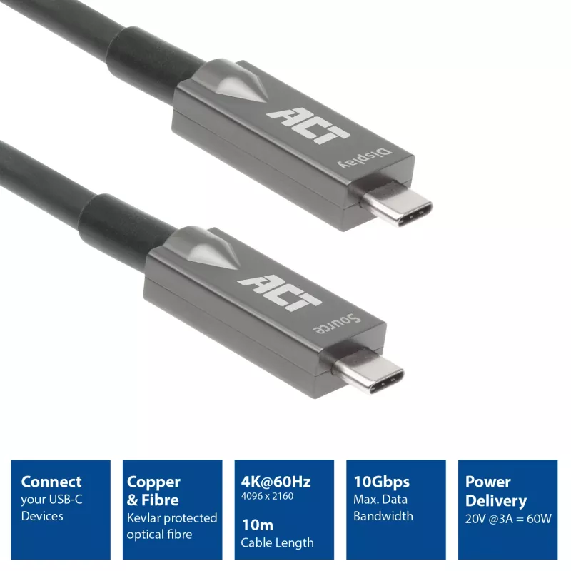 ACT USB-C 3.2 Gen2 Active Optical kabelis 7.5m USB 3.2 Gen 2 10 Gbit/s
