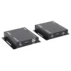 ”Manhattan“ 1080p HDMI KVM per IP plėtiklio rinkinys, pratęsia 1080p@60Hz signalą iki 120 m su vienu 6 kat. eterneto kabeliu arba IP tinklu, siųstuvas ir imtuvas, USB-A prievadai asmeniniam kompiuteriui / pelei / klaviatūrai, juodos spalvos, trejų metų garantija