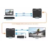 ”Manhattan“ 1080p HDMI KVM per IP plėtiklio rinkinys, pratęsia 1080p@60Hz signalą iki 120 m su vienu 6 kat. eterneto kabeliu arba IP tinklu, siųstuvas ir imtuvas, USB-A prievadai asmeniniam kompiuteriui / pelei / klaviatūrai, juodos spalvos, trejų metų garantija