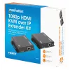 ”Manhattan“ 1080p HDMI KVM per IP plėtiklio rinkinys, pratęsia 1080p@60Hz signalą iki 120 m su vienu 6 kat. eterneto kabeliu arba IP tinklu, siųstuvas ir imtuvas, USB-A prievadai asmeniniam kompiuteriui / pelei / klaviatūrai, juodos spalvos, trejų metų garantija