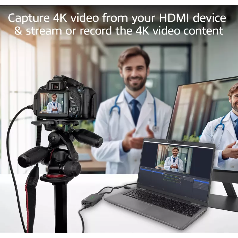 ACT USB-C vaizdo fiksavimo kortelė, HDMI 4K@60Hz pralaidumas, 4K@30Hz fiksavimas