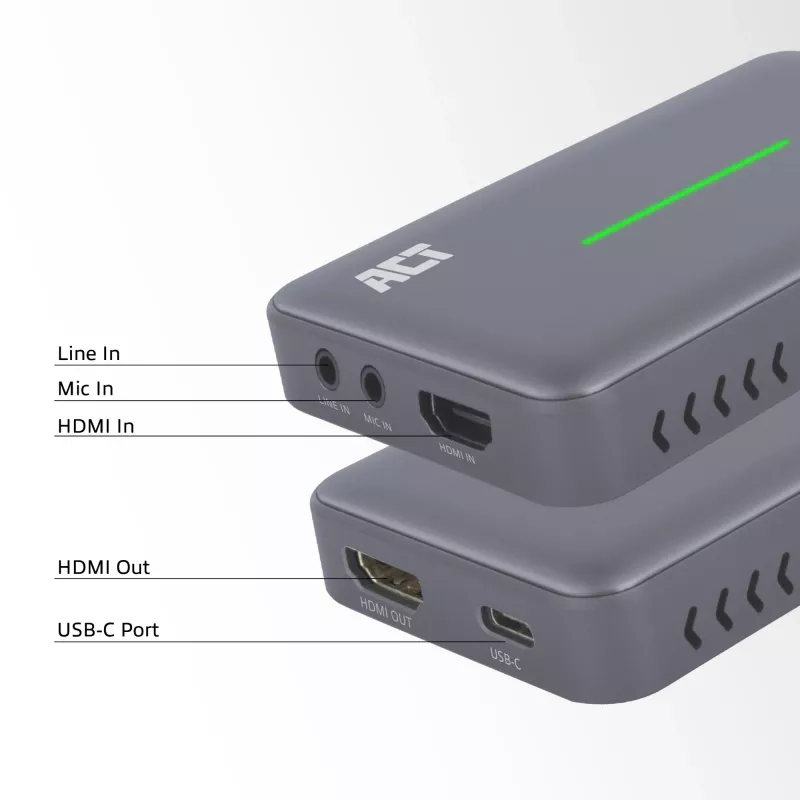 ACT USB-C vaizdo fiksavimo kortelė, HDMI 4K@60Hz pralaidumas, 4K@30Hz fiksavimas