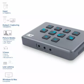 ACT dviejų HDMI įvesčių USB-C vaizdo perjungiklis 60Hz pilkas