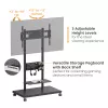 Mobilus TV stovas EQUIP 50–90 colių su perforuota lentyna, VESA 200x200–600x400, 60 kg, juodas