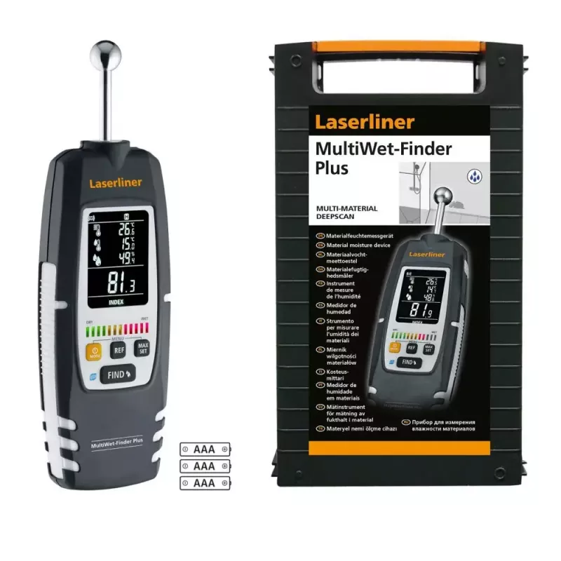 Laserliner MultiWet-Finder Plus elektroninis higrometras juoda balta skaitmeninis ekranas