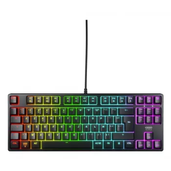 Mechaninė žaidimų klaviatūra No name K4V2 RGB — Tenkeyless 80–87%, AZERTY prancūzų, USB, RGB apšvietimas, 68 klavišai, 2 m kabelis, juoda