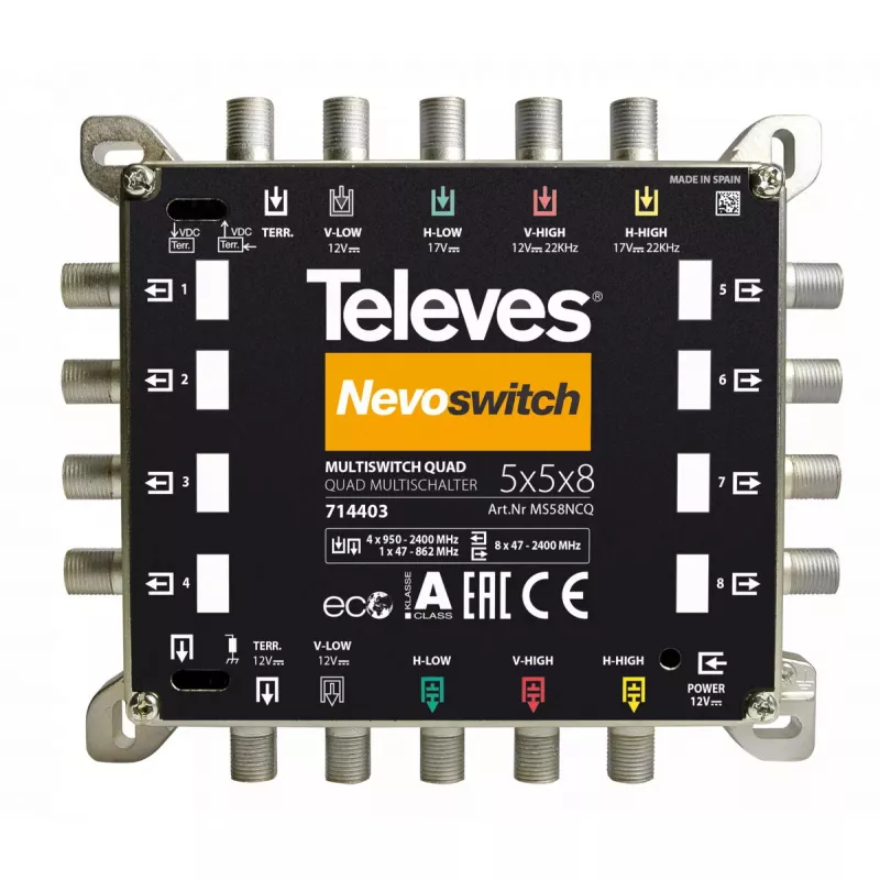 Palydovinis multisvičius Televes 714403 5 įėjimai 13 išėjimų