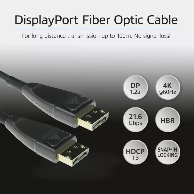 ACT 90 metrų DisplayPort aktyvus optinis laidas DisplayPort vyriškas - DisplayPort vyriškas