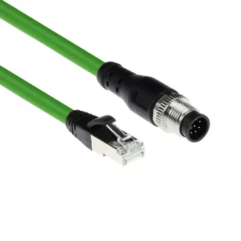 ACT Industrial 10.00 metrų jutiklio kabelis M12A 8 kontaktų kištukas į RJ45 kištuką, Ultraflex SF/UTP TPE kabelis, ekranuotas