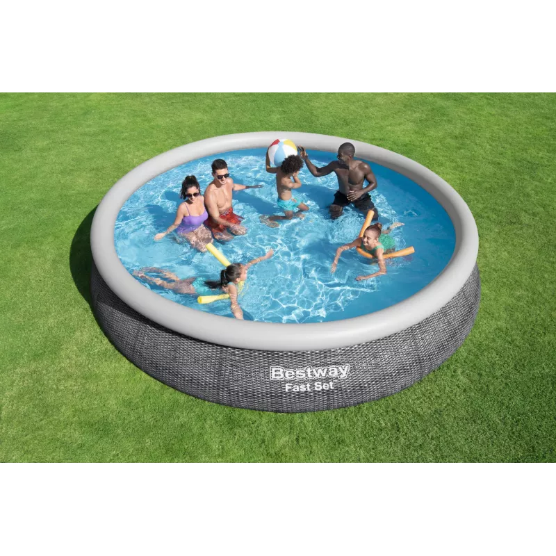 Karkasinis baseinas Bestway Fast Set apvalus pripučiamas baseino komplektas 4,57 m x 84 cm talpa 9677 L