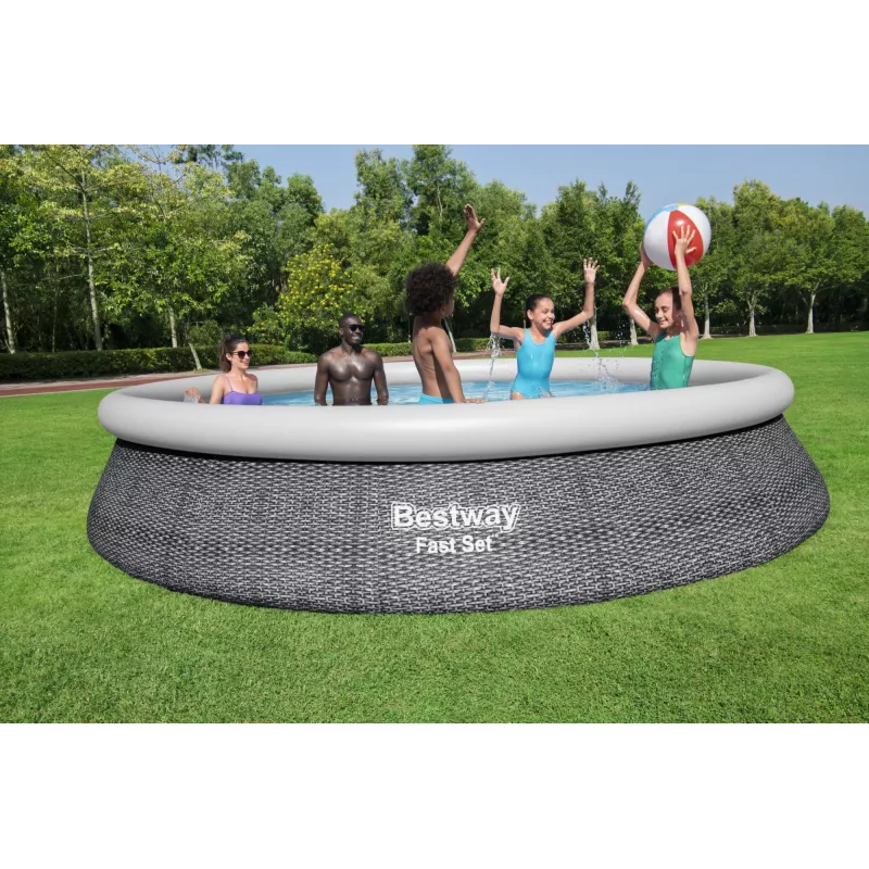 Karkasinis baseinas Bestway Fast Set apvalus pripučiamas baseino komplektas 4,57 m x 84 cm talpa 9677 L
