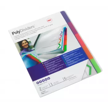GBC 2101323E skirtukas Polipropilenas (PP) Mėlyna, Žalia, Oranžinė, Rožinė, Violetinė 5 vnt.
