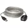 Manhattan USB-A į USB-A ilginamasis laidas, 5 m, kištukas į lizdą, aktyvus, permatomas sidabrinis, 480 Mb/s (USB 2.0), jungiamas grandinėle, įmontuotas kartotuvas, Hi-Speed USB, trejų metų garantija, atitinka USB2AAEXT5M (išskyrus spalvą).