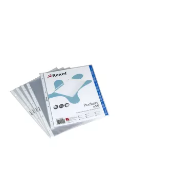 Rexel Crystal Clear A4 Top Open Pocket (50), 210 x 297 mm (A4), Skaidrus, Polipropilenas (PP), Stačias, 50 vnt.