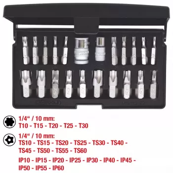 Kištukinių galvučių rinkinys KS Tools 911.3120 — 22 plieninės galvutės, 432 g