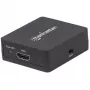 Manhattan HDMI skirstytuvas, 2 prievadų, 1080p, juodas, rodo išvestį iš x1 HDMI šaltinio į x2 HD ekranus (ta pati išvestis į abu ekranus), maitinamas per USB-A (laidas pridedamas, 0,7 m), trejų metų garantija