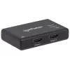 Manhattan HDMI skirstytuvas, 2 prievadų, 4K@30Hz, rodo išvestį iš vieno HDMI šaltinio į du HD ekranus (ta pati išvestis abiem ekranams), maitinamas kintamąja srove (laidas 0,9 m), juodas, trijų metų garantija