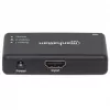 Manhattan HDMI skirstytuvas, 2 prievadų, 4K@30Hz, rodo išvestį iš vieno HDMI šaltinio į du HD ekranus (ta pati išvestis abiem ekranams), maitinamas kintamąja srove (laidas 0,9 m), juodas, trijų metų garantija