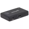 Manhattan HDMI skirstytuvas, 2 prievadų, 4K@30Hz, rodo išvestį iš vieno HDMI šaltinio į du HD ekranus (ta pati išvestis abiem ekranams), maitinamas kintamąja srove (laidas 0,9 m), juodas, trijų metų garantija