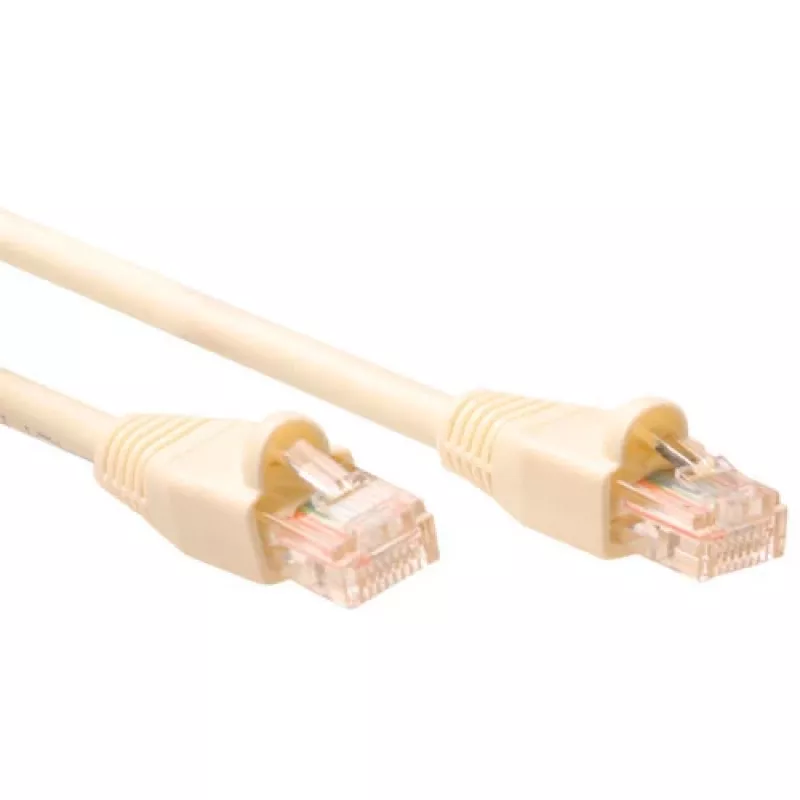 ACT 0,5 m U/UTP CAT5E komutacinis kabelis, apsaugotas nuo užkliuvimo, su RJ45 jungtimis, dramblio kaulo spalvos