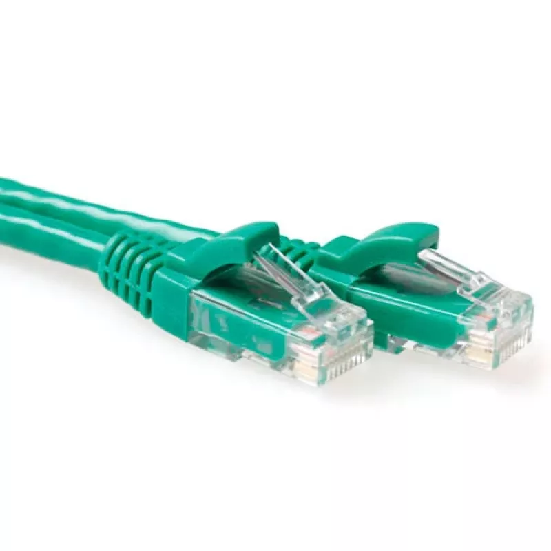 ACT Green 3 metrų U/UTP CAT6 komutacinis kabelis su nesikabinančia apsauga ir RJ45 jungtimis