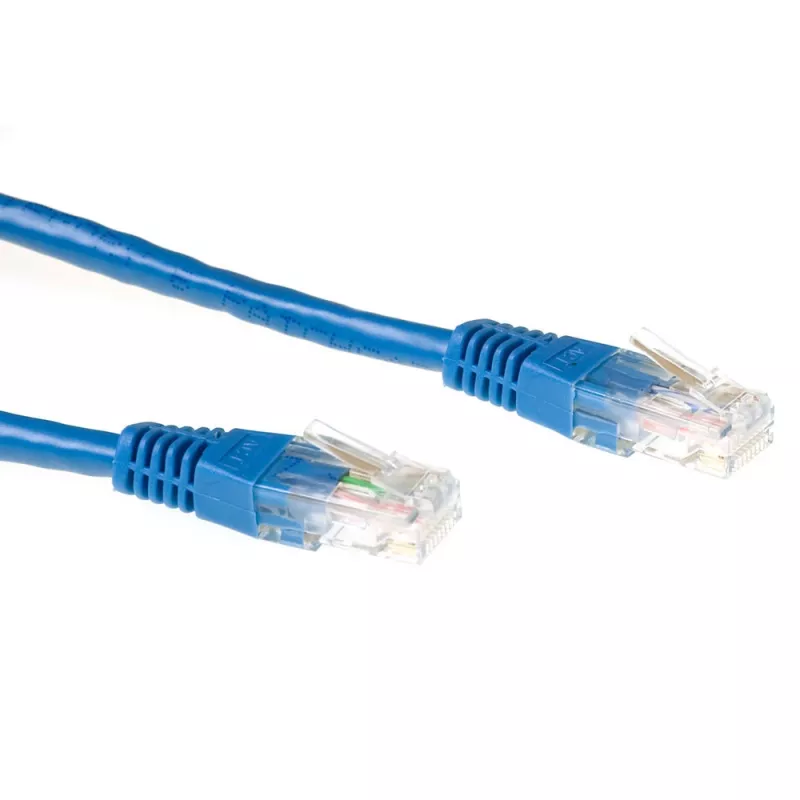 ACT mėlynas 3 metrų U/UTP CAT6 komutacinis kabelis su RJ45 jungtimis