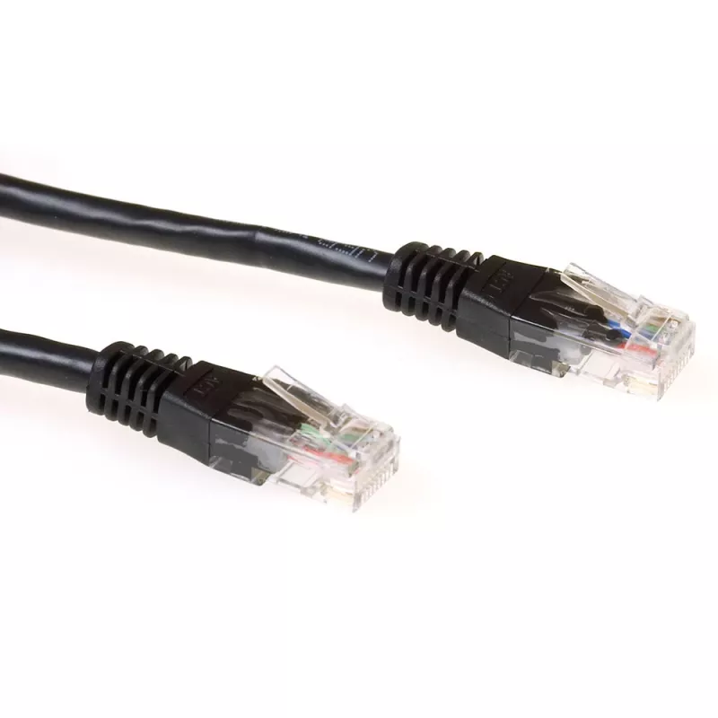 ACT juodas 0,25 metro U/UTP CAT6 komutacinis kabelis su RJ45 jungtimis