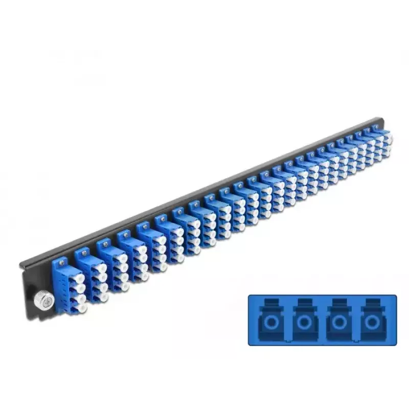Sujungimo dėžutės priekinis skydelis DeLOCK 19 colių 24 prievadų LC Quad mėlynas