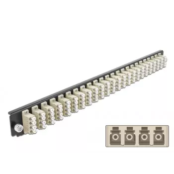Splice Box priekinis skydelis DeLOCK 19 colių 24 prievadų LC Quad smėlio spalvos