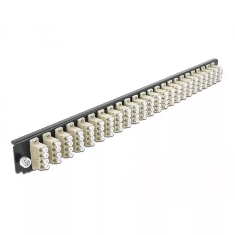 Splice Box priekinis skydelis DeLOCK 19 colių 24 prievadų LC Quad smėlio spalvos