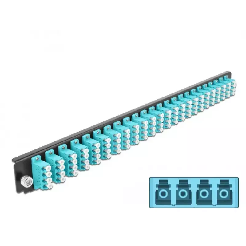 Splice Box priekinis skydelis DeLOCK 19 colių 24 prievadų LC Quad aqua