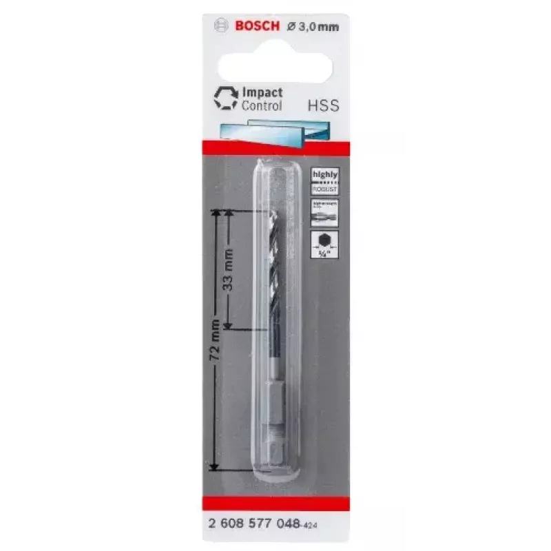 Sukamasis grąžtas Bosch HSS šešiabriauniu kotu 3 mm