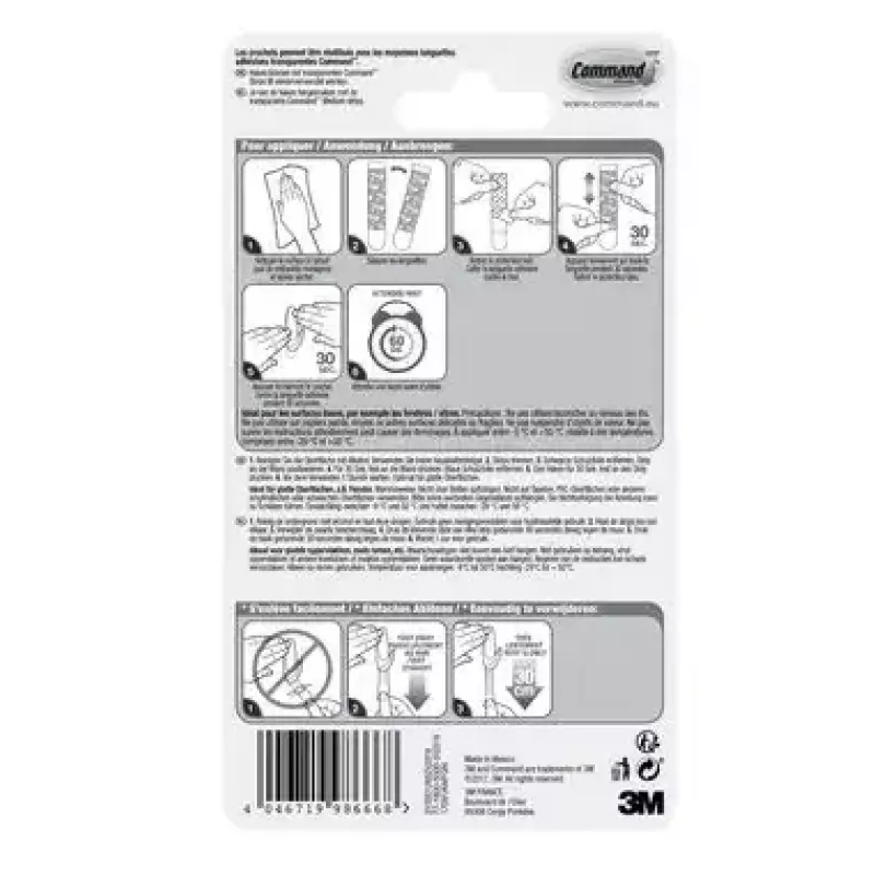 3M 17091AWFGN home storage hook Outdoor Utility hook Transparent 1 vnt.