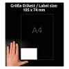 Lipnios spausdintuvo etiketės Avery LR3427-10 Baltos A4 80 etikečių