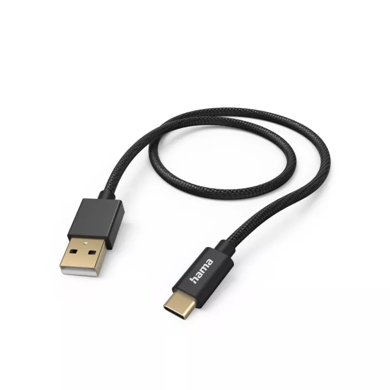 Hama Fabric USB laidas USB 2.0 1.5 m USB A USB C Juodas