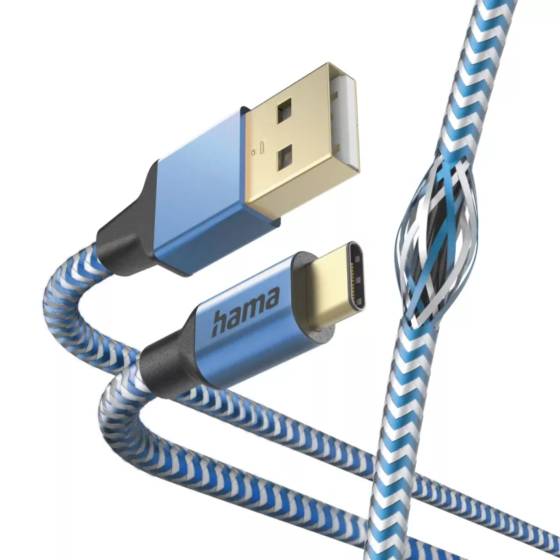 Hama Reflective USB laidas USB 2.0 1.5 m USB A USB C Mėlyna