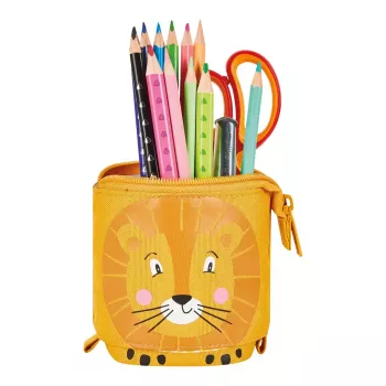 Minkštas penalas Herlitz Lion 140 mm x 75 mm x 185 mm poliesteris oranžinis geltonas