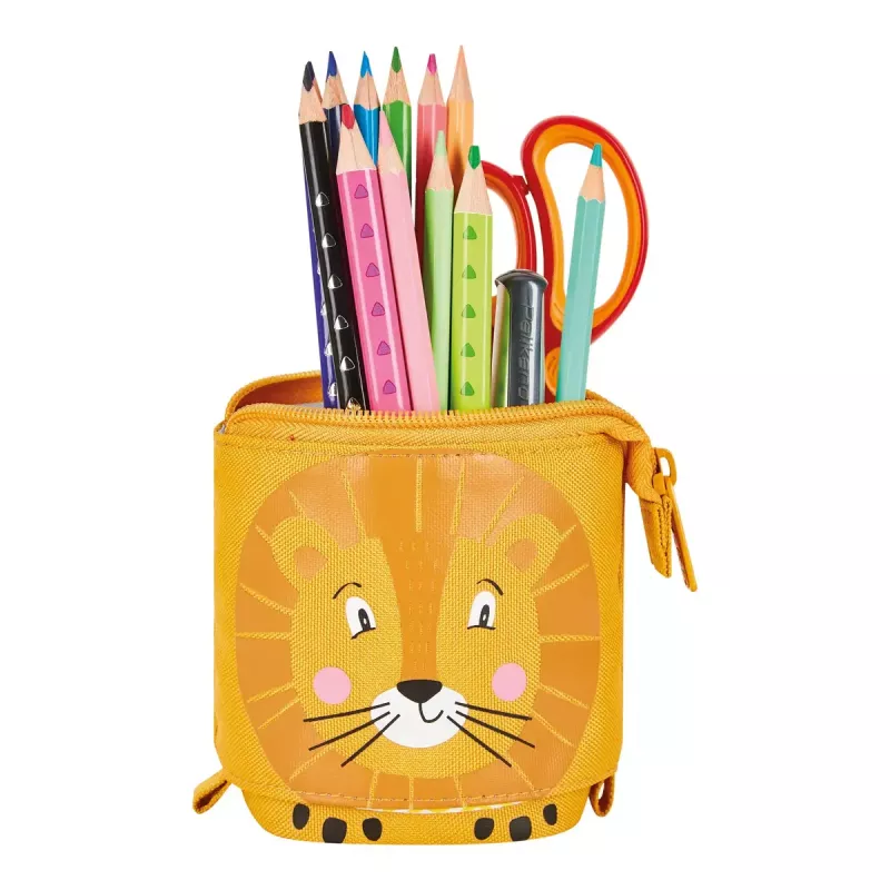 Minkštas penalas Herlitz Lion 140 mm x 75 mm x 185 mm poliesteris oranžinis geltonas