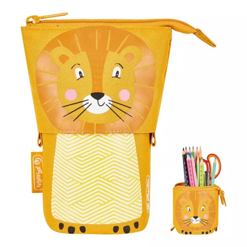 Minkštas penalas Herlitz Lion 140 mm x 75 mm x 185 mm poliesteris oranžinis geltonas