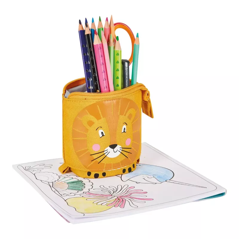 Minkštas penalas Herlitz Lion 140 mm x 75 mm x 185 mm poliesteris oranžinis geltonas