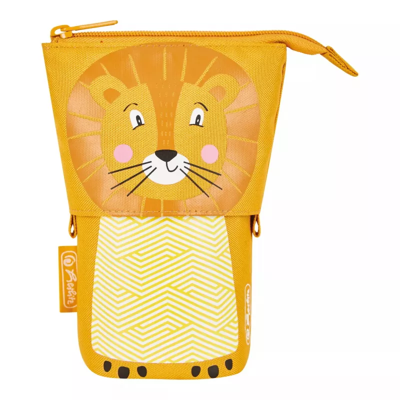 Minkštas penalas Herlitz Lion 140 mm x 75 mm x 185 mm poliesteris oranžinis geltonas