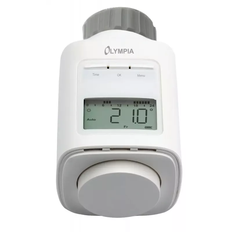 Radiatoriaus termostatas Olympia HT 430-23A (modelis 73036) baltas, elektroninis valdymas