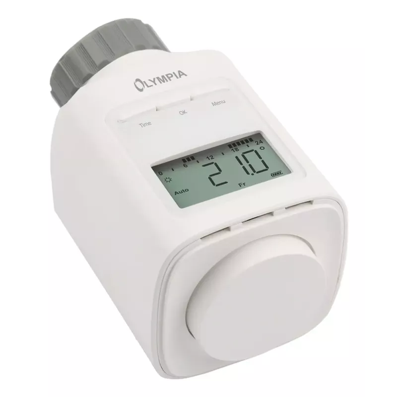 Radiatoriaus termostatas Olympia HT 430-23A (modelis 73036) baltas, elektroninis valdymas