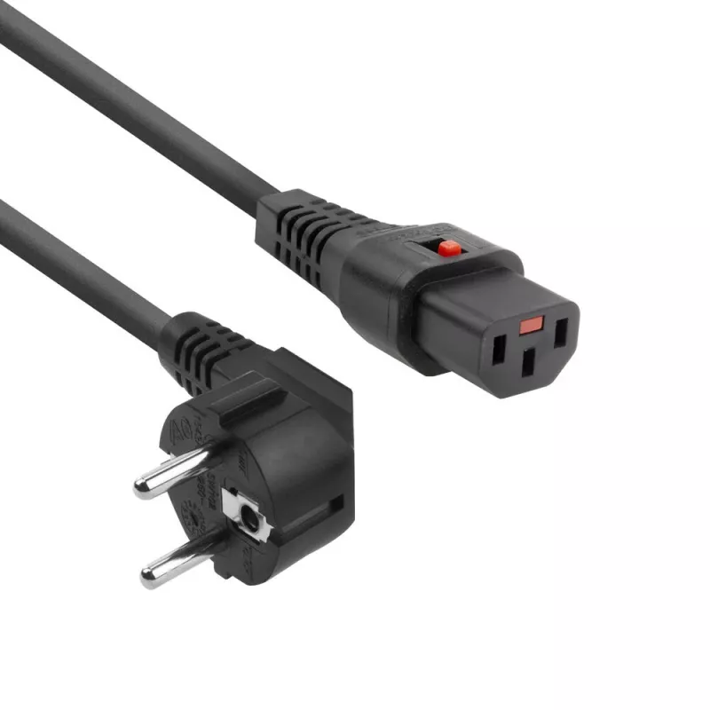 ACT maitinimo laidas CEE 7/7 kištukas (kampinis) - C13 IEC Lock juodas 2 m, EL182S, 5 vnt.